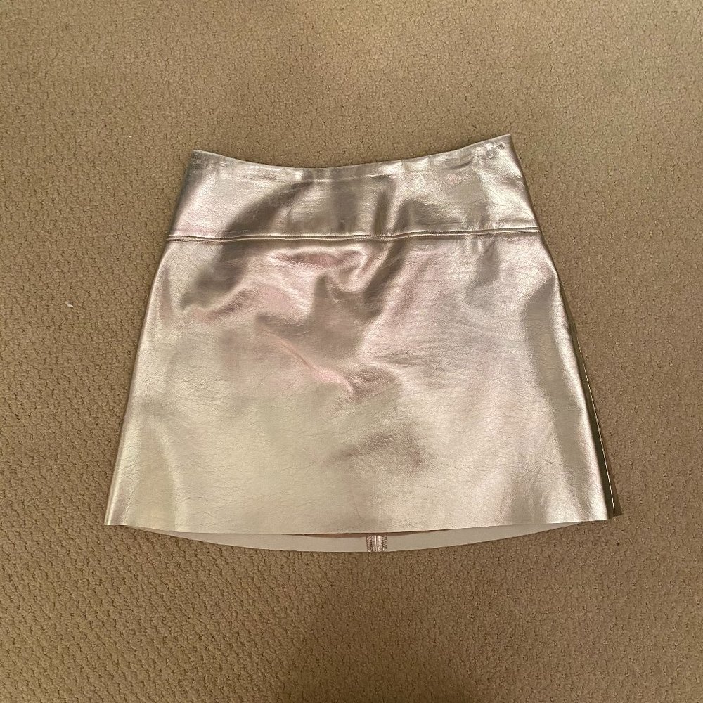 rose gold metallic mini skirt